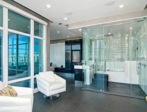 Penthouse San Diego Shower and Living Area