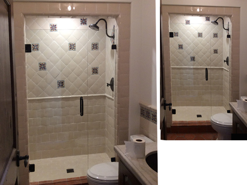Custom Shower Tile Design in Tan and Cream - European Expression Tile