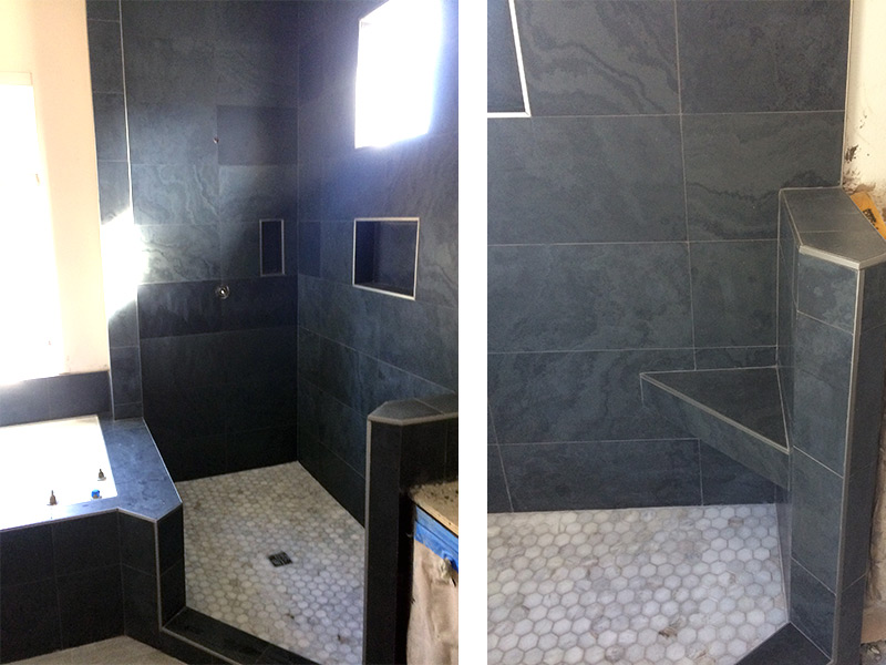 Grey Slate Tile Bath And Shower Design, Slate Shower Tile Ideas